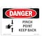 Signmission OSHA Danger Sign, Pinch Point Keep Back, 14in X 10in Decal, 10" W, 14" L, Landscape OS-DS-D-1014-L-1529 - alternate 1